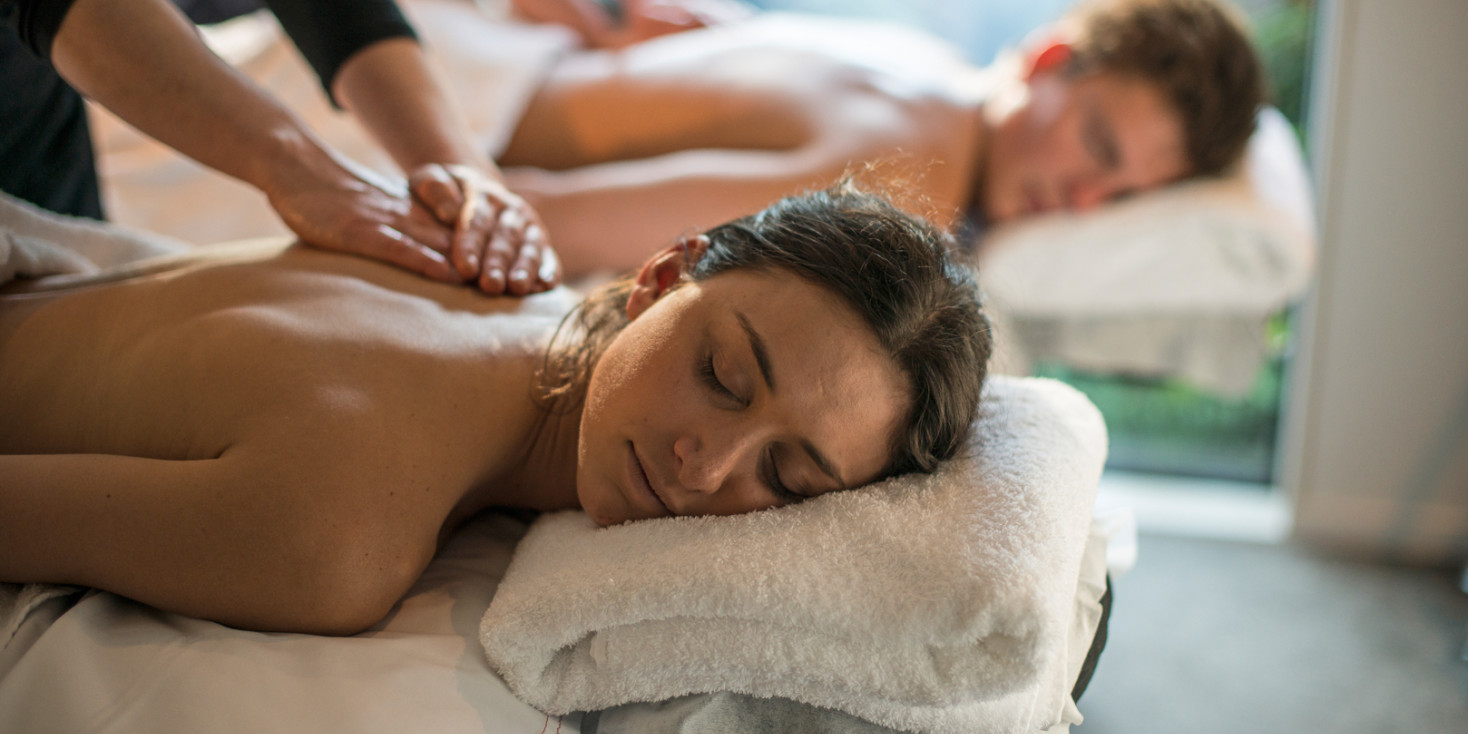 Couple relaxing getting a massage
